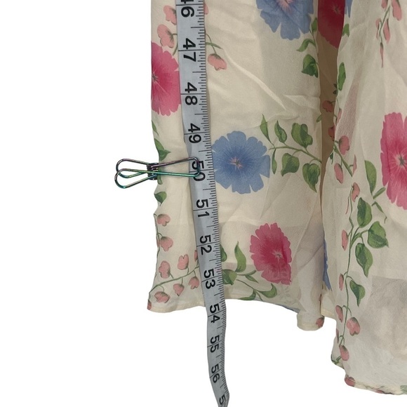 Adrianna Papell Cream Pink Floral Sleeveless Silk Maxi Dress Size 10 Women’s - Picture 5 of 6